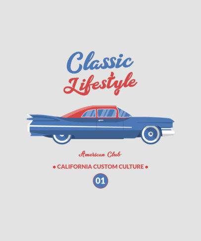 T-Shirt Design Template Featuring Muscle Car Graphics