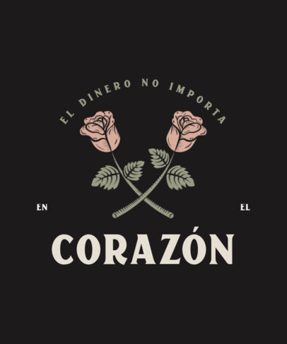 Quote T-Shirt Design Template with Two Crossed Roses 3788G