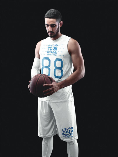 Basketball Jersey Maker - Muscular Man Looking Down to the Ball a16357