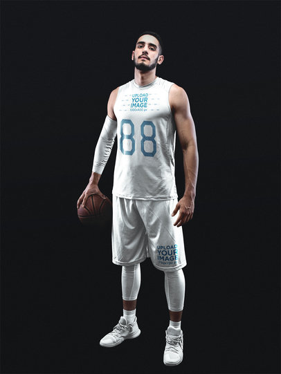Basketball Jersey Maker - Serious Man Standing in Black Room a16359
