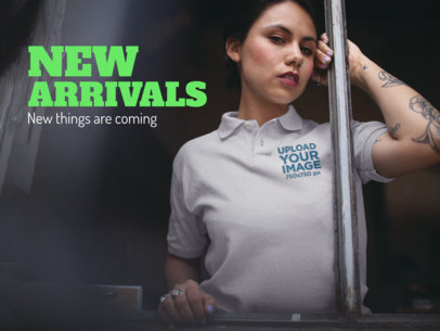 Facebook Ad - Woman Wearing an Embroidered Polo Shirt