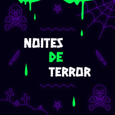 Podcast Cover Maker for a Horror Show Featuring Spooky Neon Graphics 4429b