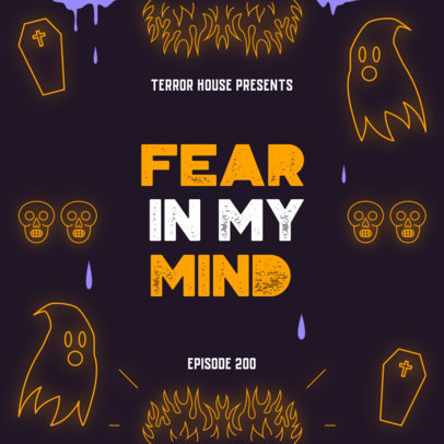 Spooky Podcast Cover Template Featuring Ghost Graphics 4429d