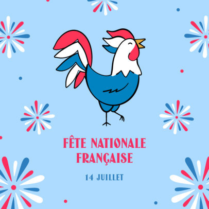 Bastille Day-Themed Instagram Post Maker Featuring a Rooster Icon 3772a