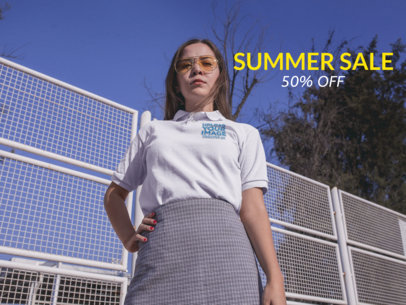 Facebook Ad - Woman Wearing Sunglasses Wearing a Polo Shirt Outdoors