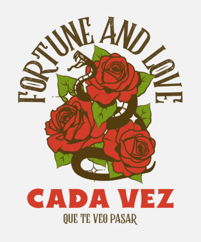 Illustrated T-Shirt Design Maker Featuring Roses and a Snake