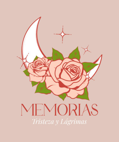 T-Shirt Design Creator Featuring an Illustration of The Moon With Roses 3791g