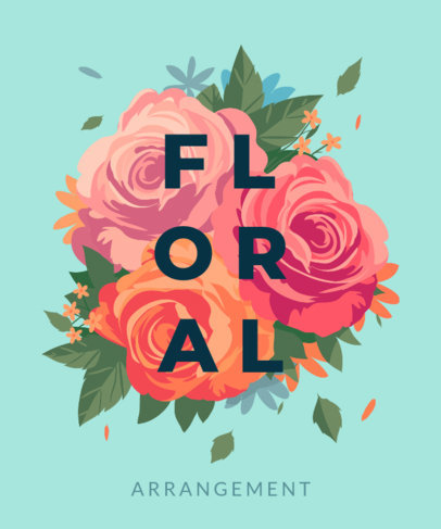 Quote T-Shirt Design Template Featuring Illustrated Roses 