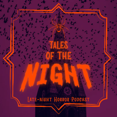 Horror Podcast Cover Template with a Fun Retro Style 4428D