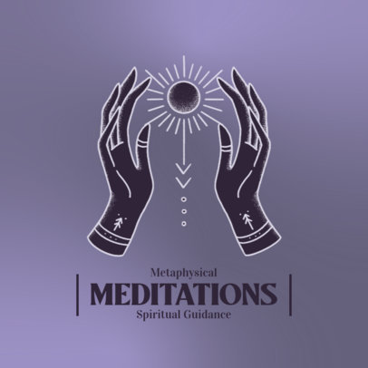 Meditation-Themed Logo Template Featuring Esoteric Illustrations