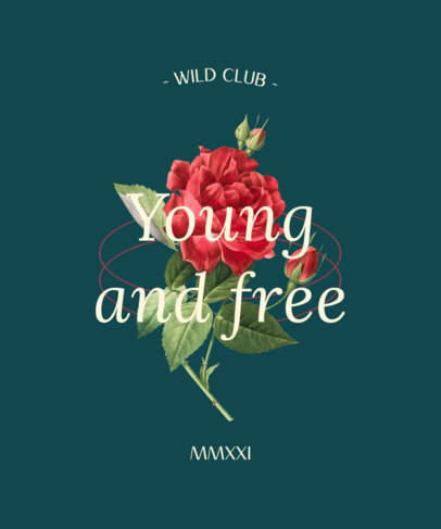 Quote T-Shirt Design Maker With a Red Rose Clipart 