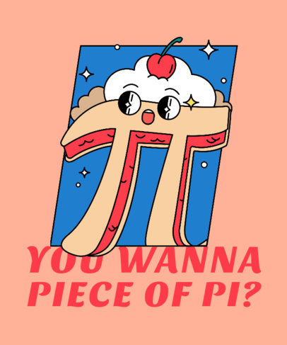 T-Shirt Design Maker Featuring a Pi Symbol with a Funny Math Joke
