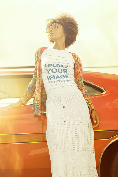 T-Shirt Mockup of a Fabulous Woman in the 70s