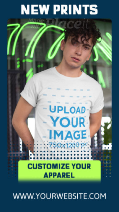 T-Shirt Video for a Clothing Store Ad Featuring a Serious Man Posing