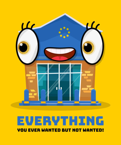 T-Shirt Design Maker Featuring Store Buildings With Faces 