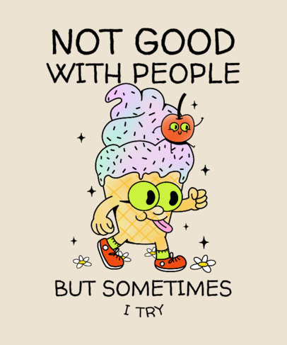 T-Shirt Design Template Featuring Acid Cartoons