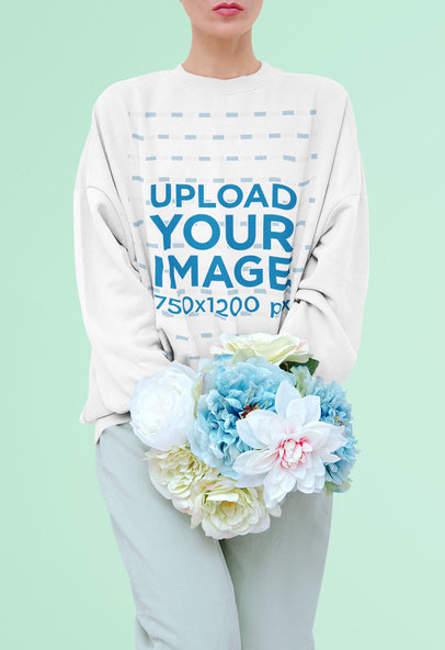Cropped Face Mockup Featuring a Tall Woman With a Sweatshirt