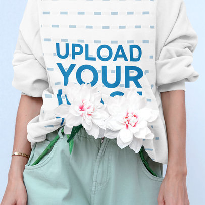 Sweatshirt Mockup of a Woman With Flowers