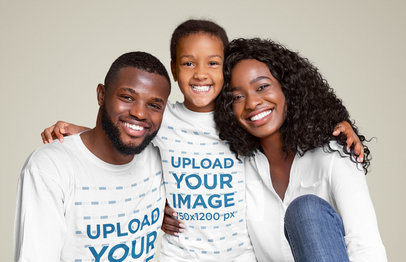 T-Shirt and Long Sleeve Tee of a Family in a Studio