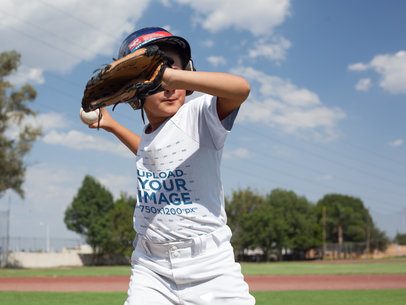 Custom Baseball Uniform Builder - Kid About to Throw the Ball Outside