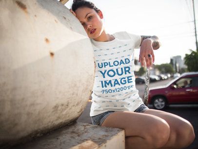 Facebook Ad - Hispanic Woman Wearing Sublimated Tee While Outdoors