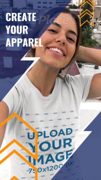 Video of a Woman Wearing a T-Shirt Featuring Cool Text Animations