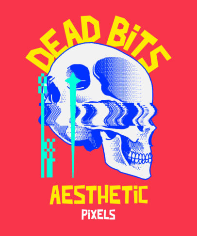T-Shirt Design Creator With 8-Bit Glitches and a Skull Graphic