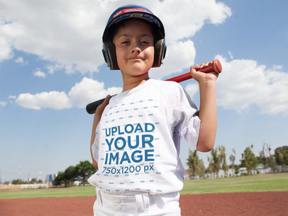 Custom Baseball Uniform Builder - Happy Kid Posing with Youth Baseball Uniform