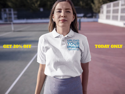 Facebook Ad - Woman Wearing Polo Shirt in a Tennis Court