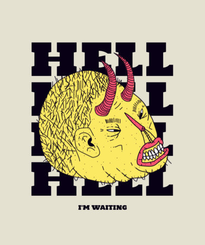 T-Shirt Design Template With a Streetwear Style Featuring a Horned Character