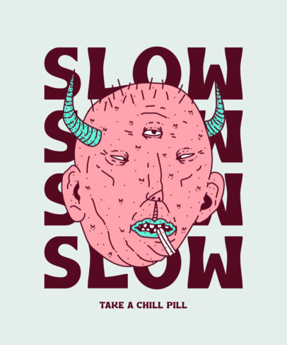 T-Shirt Design Template Featuring a Three-Eyed Monster Clipart