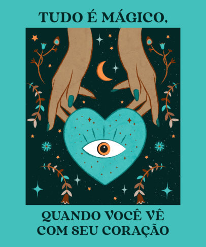 T-Shirt Design Maker Featuring a Heart Graphic With an Esoteric Style