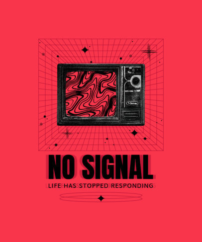 T-Shirt Design Template With Glitch Fonts and an Old Television Clipart