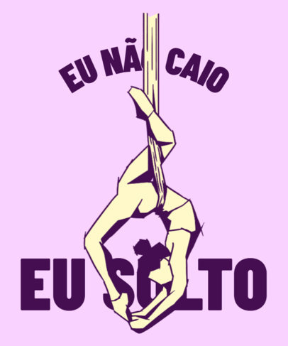 Illustrated T-Shirt Design Template Featuring Aerial Dancers