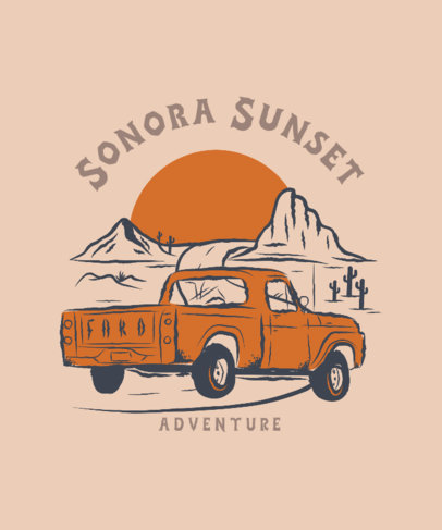 Illustrated T-Shirt Design Maker Featuring a Desert Landscape and a Truck 