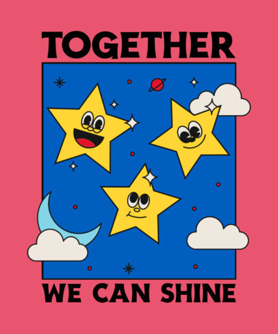 Illustrated T-Shirt Design Creator with Smiling Stars