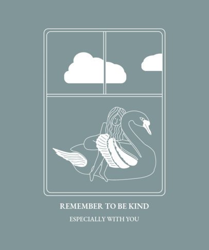 Illustrated T-Shirt Design Template Featuring a Woman and a Swan