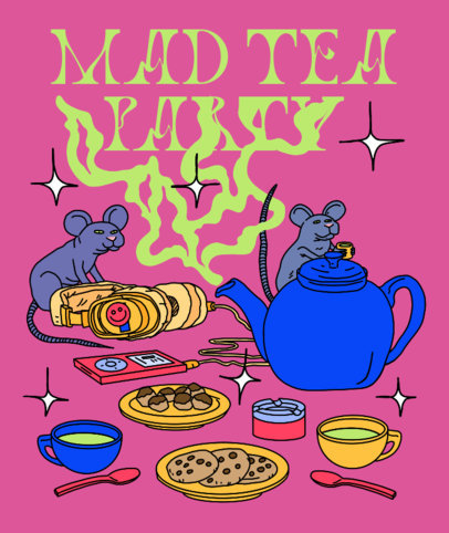 Psychedelic-Styled Tote Bag Design Template With a Tea Party Theme