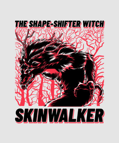 T-Shirt Design Template Featuring an Aggressive Werewolf Illustration