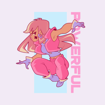 Illustrated Logo Template Featuring a Female Fighter