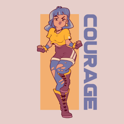 Gaming Logo Template With a Cool Illustration of a Woman