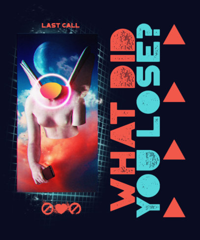 T-Shirt Design Generator with a Surreal Portrait on a Neon Grid