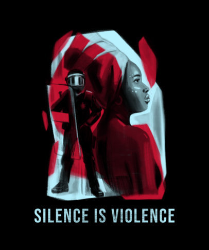 T-Shirt Design Template with an Illustrated BLM Portrait