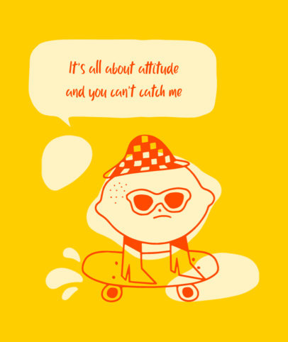 Tote Bag Design Template with a Cool Skating Lemon Character 3806a