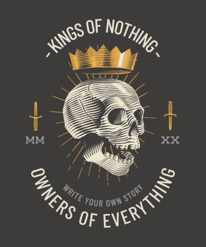 T-Shirt Design Generator Featuring an Illustration of a Skull With a Crown
