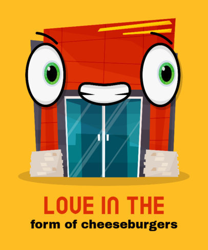 Cartoonish T-Shirt Design Template Featuring a Happy Building