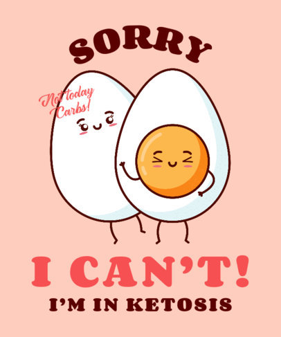 T-Shirt Design Maker Featuring Cartoonish Keto Food Illustrations