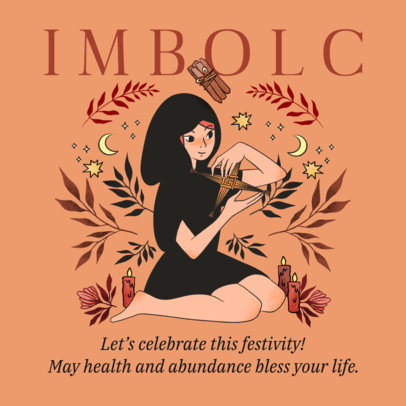 Instagram Post Maker Featuring Pagan Holiday-Themed Illustrations and Quotes