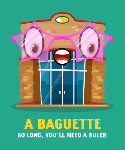 T-Shirt Design Generator Featuring a Cartoonish Building With Sunglasses