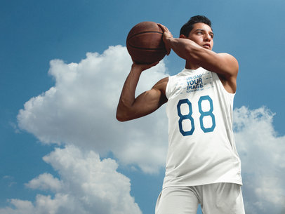 Basketball Jersey Maker - Teen Dribbling in the Sky